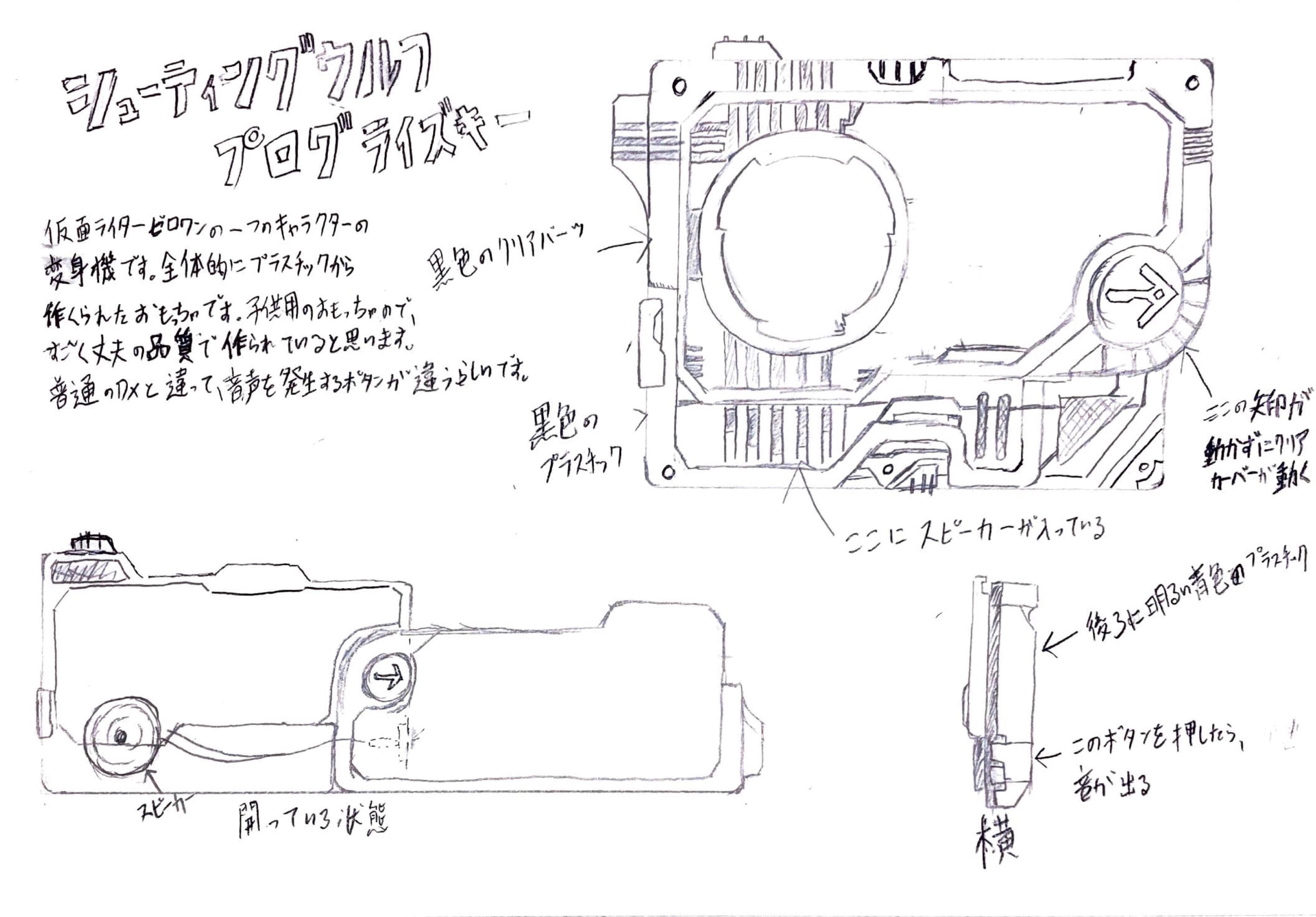 Mooponrawit/分解（非破壊）と観察スケッチ「仮面ライダーのおもちゃ